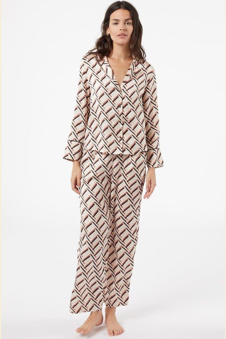 ETAM - מכנסי פיג'מה סאטן ארוכים JENET קרם - MASHBIR//365