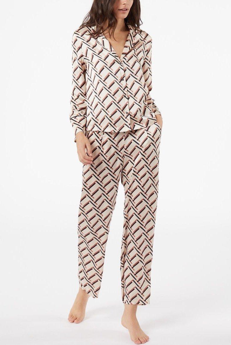 ETAM - מכנסי פיג'מה סאטן ארוכים JENET קרם - MASHBIR//365