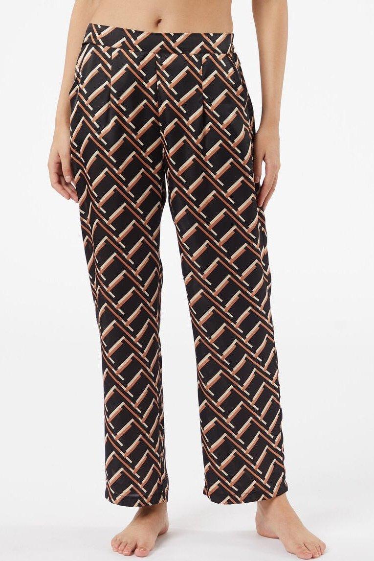 ETAM - מכנסי פיג'מה סאטן ארוכים JENET שחורים - MASHBIR//365
