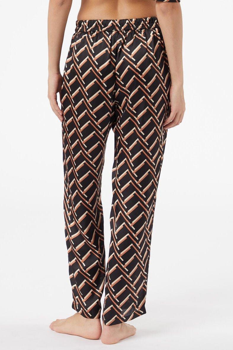 ETAM - מכנסי פיג'מה סאטן ארוכים JENET שחורים - MASHBIR//365