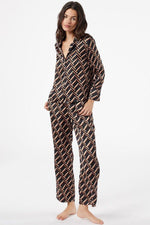 ETAM - מכנסי פיג'מה סאטן ארוכים JENET שחורים - MASHBIR//365