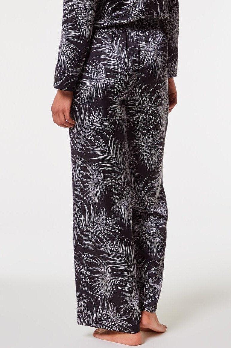 ETAM - מכנסי פיג'מה סאטן ארוכים NAILEA הדפס עלים - MASHBIR//365