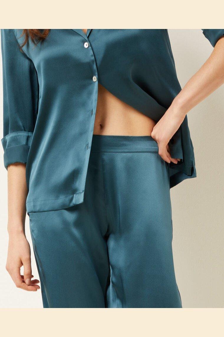 ETAM - מכנסי פיג'מה סאטן ERINA בצבע טורקיז - MASHBIR//365
