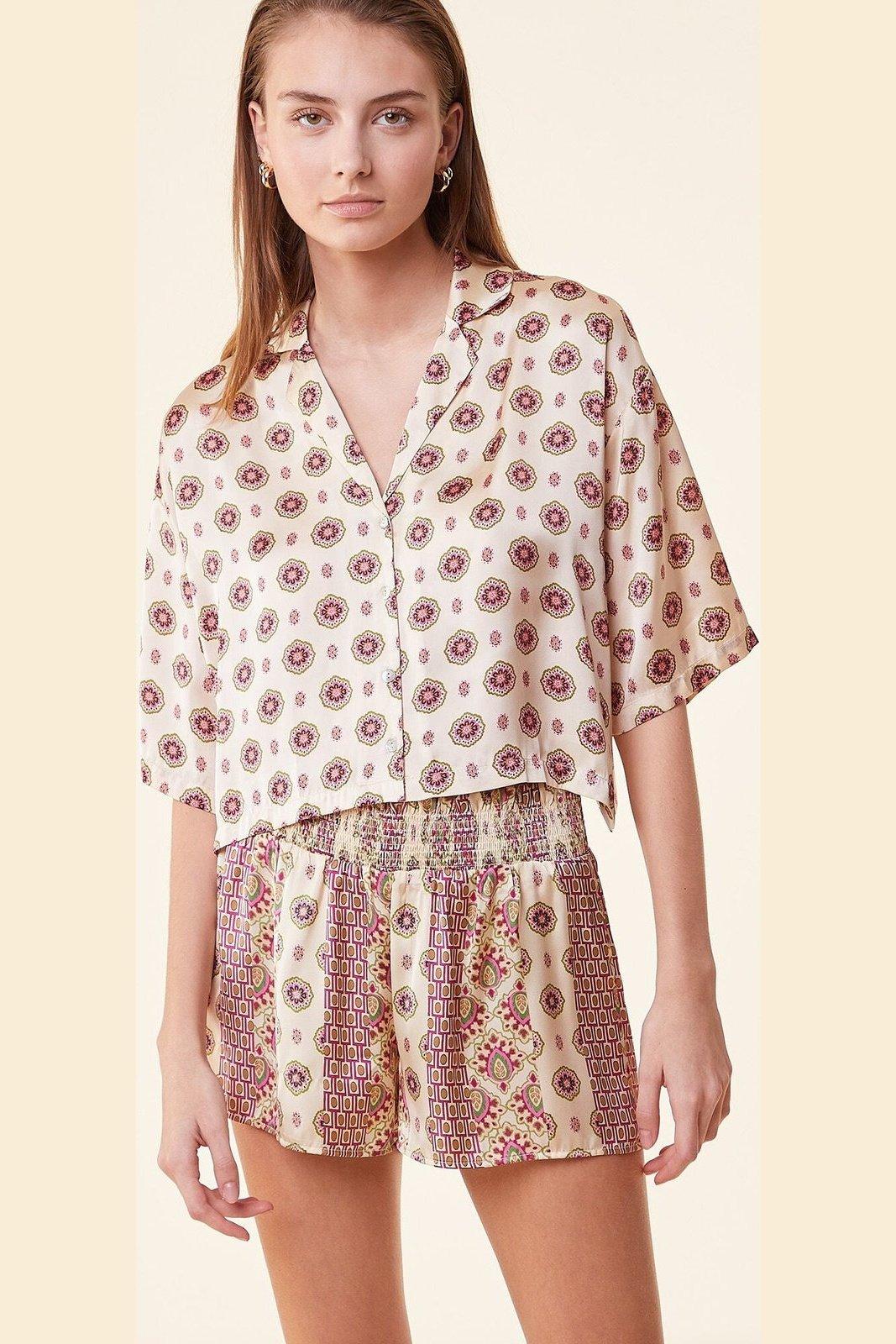 ETAM - מכנסי פיג'מה סאטן קצרים PATCHY צבעוני - MASHBIR//365