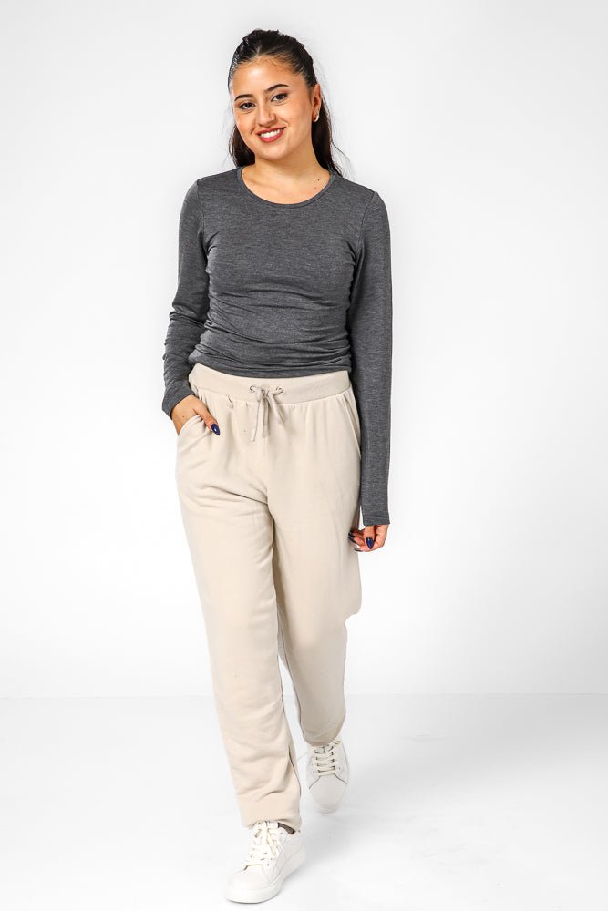 DELTA - מכנסי פוטר ארוכים בצבע בז' - MASHBIR//365