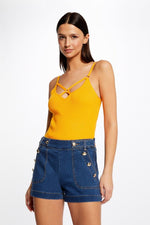 MORGAN - מכנסי ג'ינס קצרים עם כפתורים - MASHBIR//365