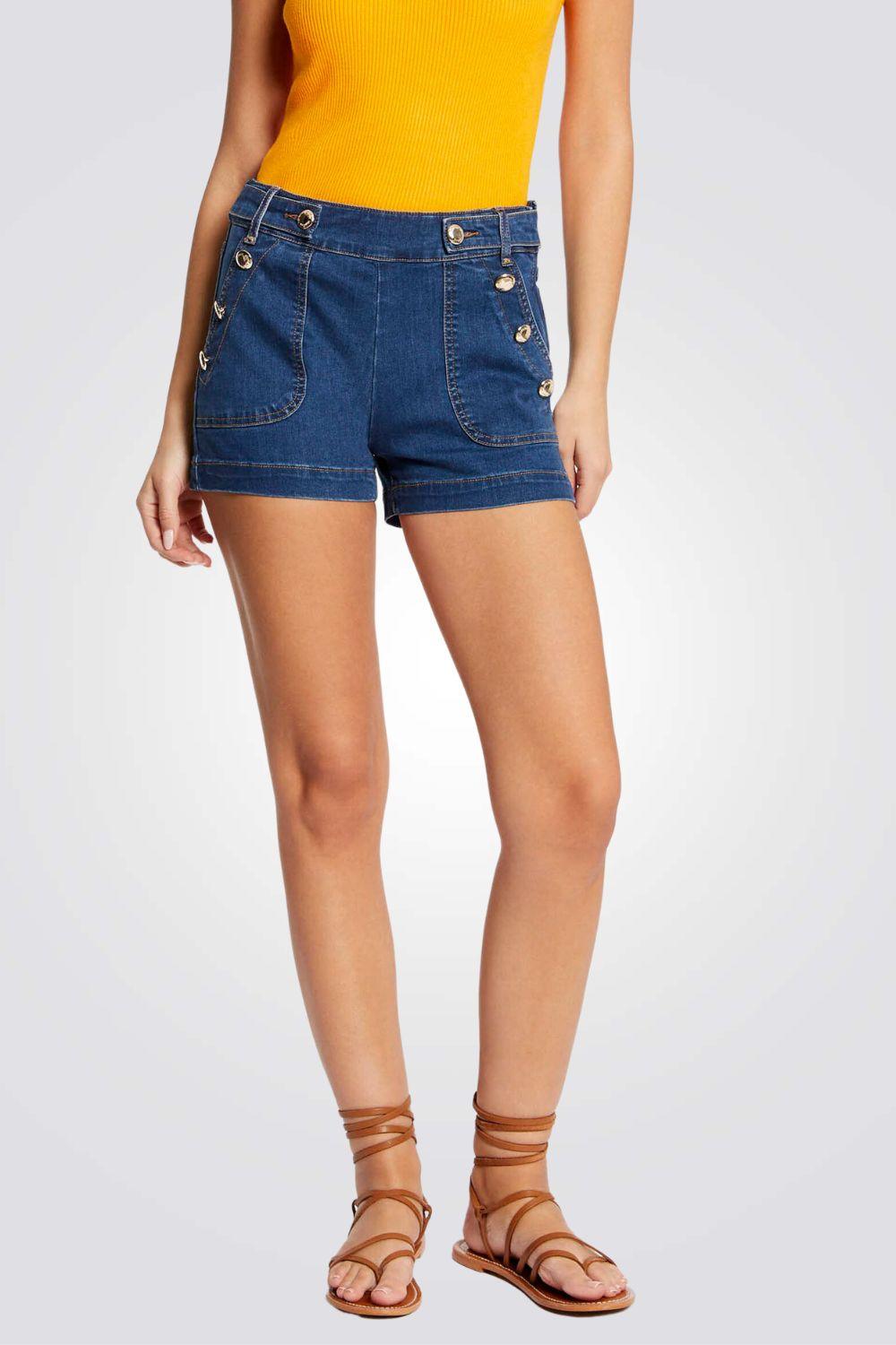 MORGAN - מכנסי ג'ינס קצרים עם כפתורים - MASHBIR//365