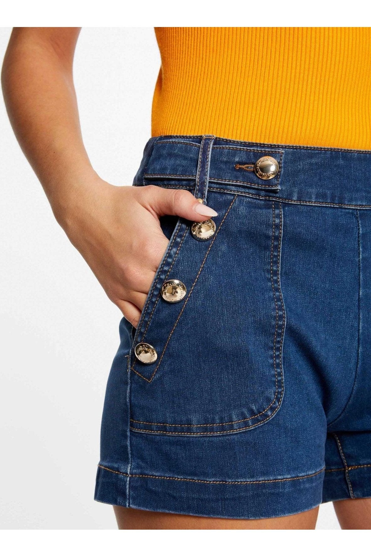 MORGAN - מכנסי ג'ינס קצרים עם כפתורים - MASHBIR//365