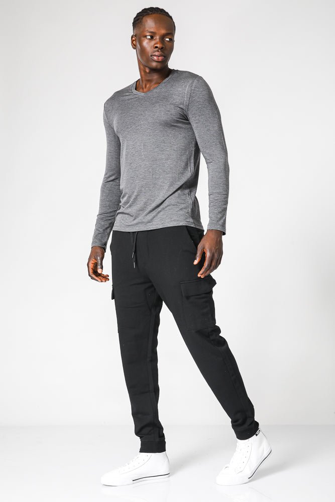 DELTA - מכנסי ג’וגר ארוכים דקים עם כיסי דגמ”ח בצבע שחור - MASHBIR//365