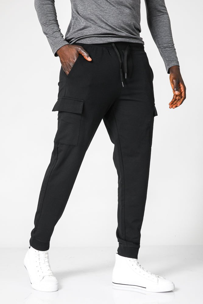 DELTA - מכנסי ג’וגר ארוכים דקים עם כיסי דגמ”ח בצבע שחור - MASHBIR//365