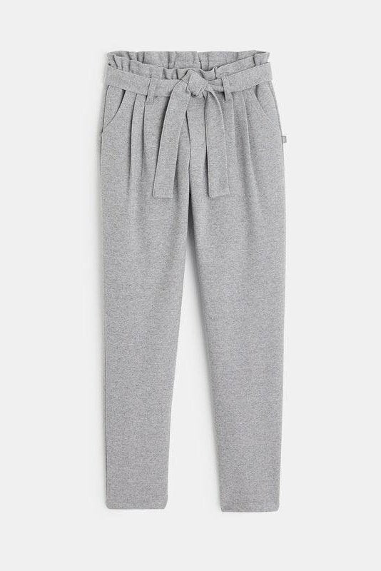 OKAIDI - מכנסי גזרה גבוהה עם חגורת קשירה צבע אפור - MASHBIR//365