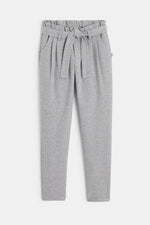 OKAIDI - מכנסי גזרה גבוהה עם חגורת קשירה צבע אפור - MASHBIR//365