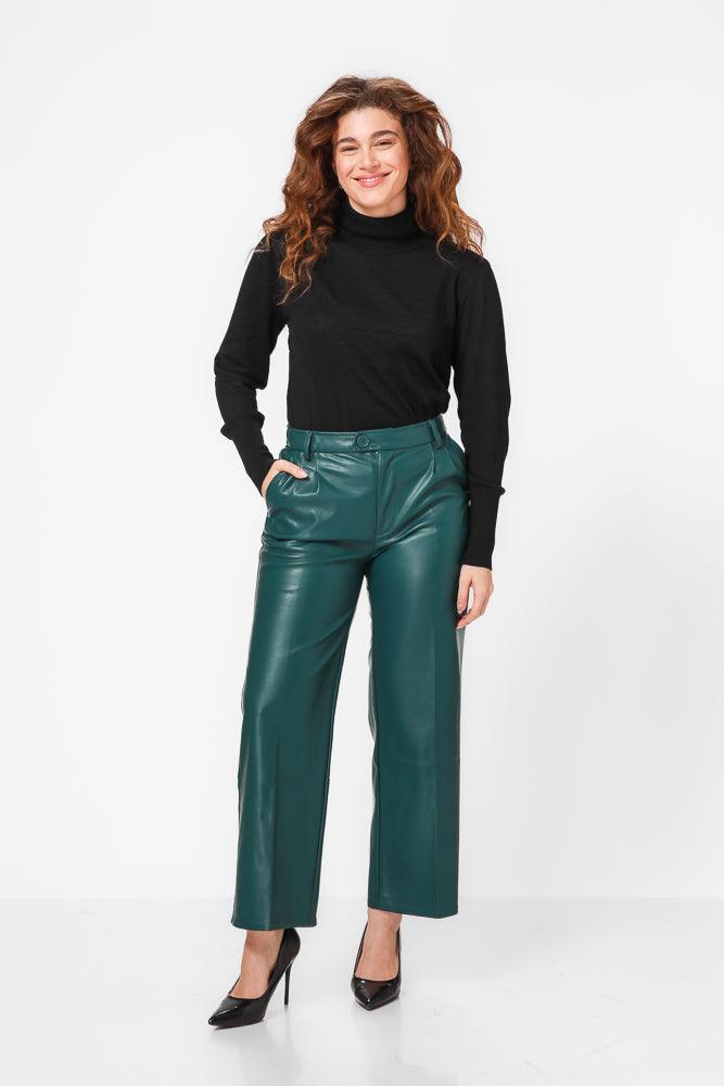 KENNETH COLE - מכנסי צ'ינו בצבע ירוק מטאלי - MASHBIR//365