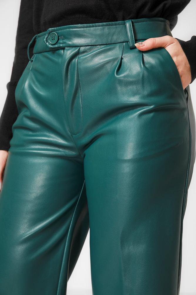 KENNETH COLE - מכנסי צ'ינו בצבע ירוק מטאלי - MASHBIR//365