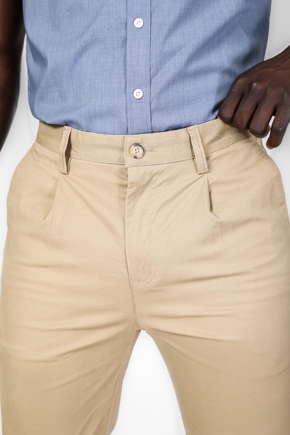 KENNETH COLE - מכנסי צ'ינו בצבע קאמל - MASHBIR//365