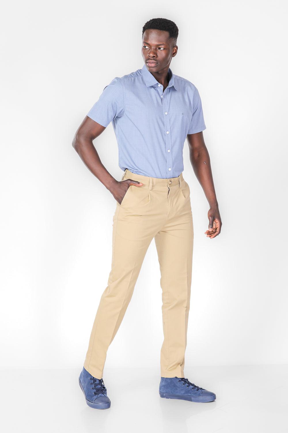 KENNETH COLE - מכנסי צ'ינו בצבע קאמל - MASHBIR//365