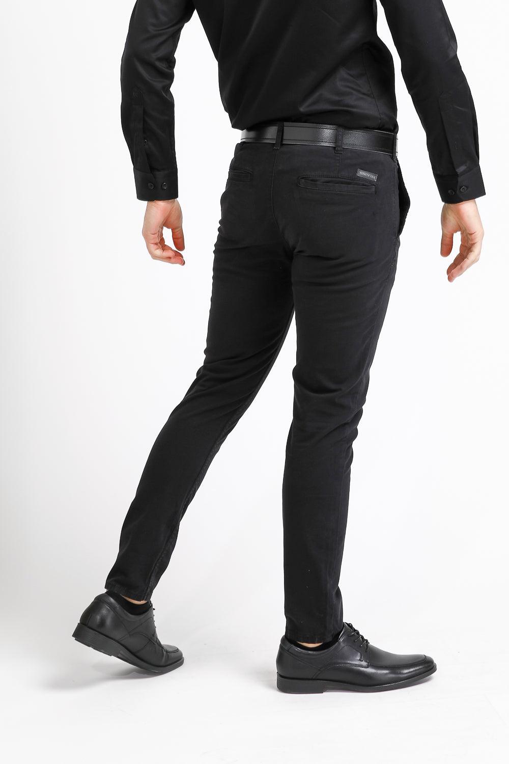 KENNETH COLE - מכנסי צ'ינו Grament Dye שחור - MASHBIR//365