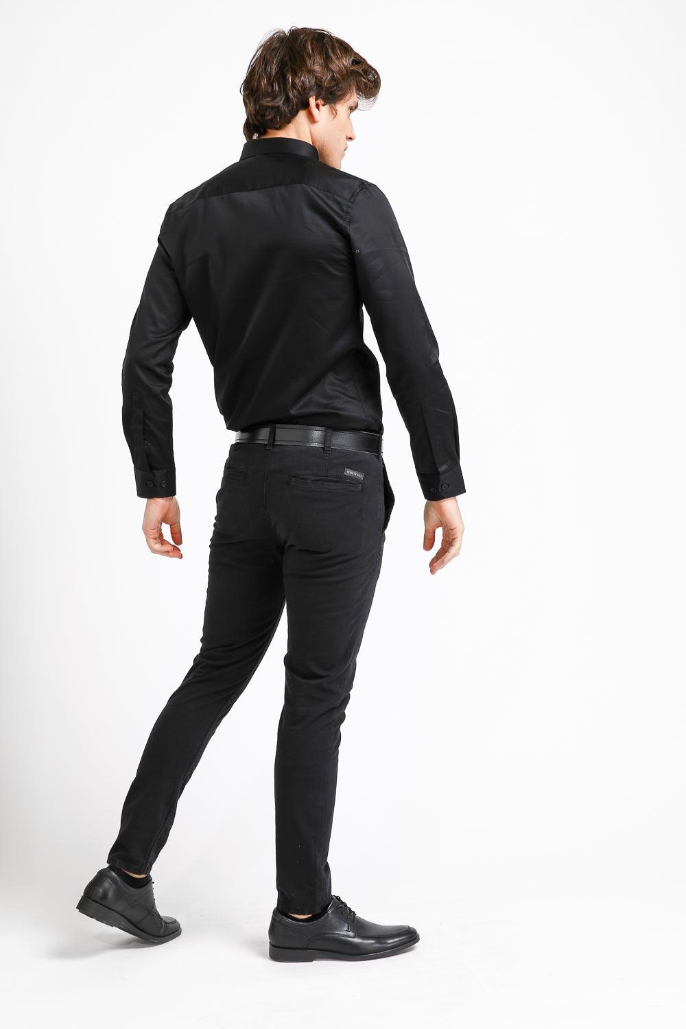 KENNETH COLE - מכנסי צ'ינו Grament Dye שחור - MASHBIR//365