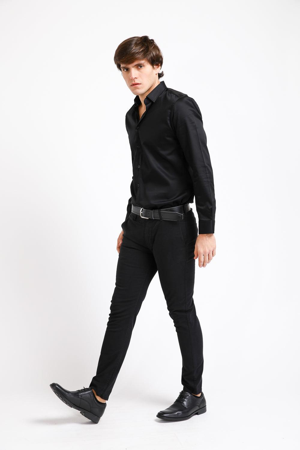 KENNETH COLE - מכנסי צ'ינו Grament Dye שחור - MASHBIR//365