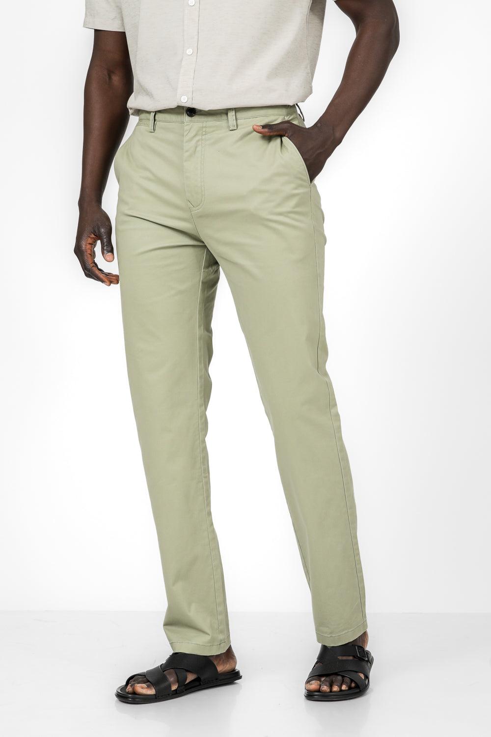 KENNETH COLE - מכנסי צ'ינו קלאסי בצבע ירוק בהיר - MASHBIR//365