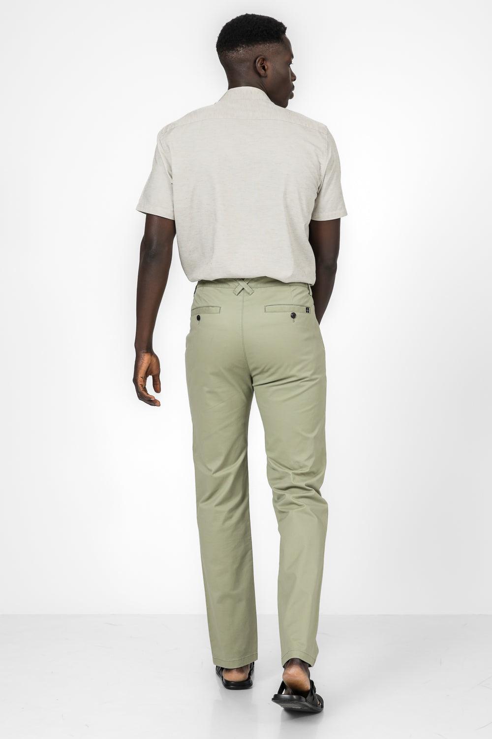 KENNETH COLE - מכנסי צ'ינו קלאסי בצבע ירוק בהיר - MASHBIR//365