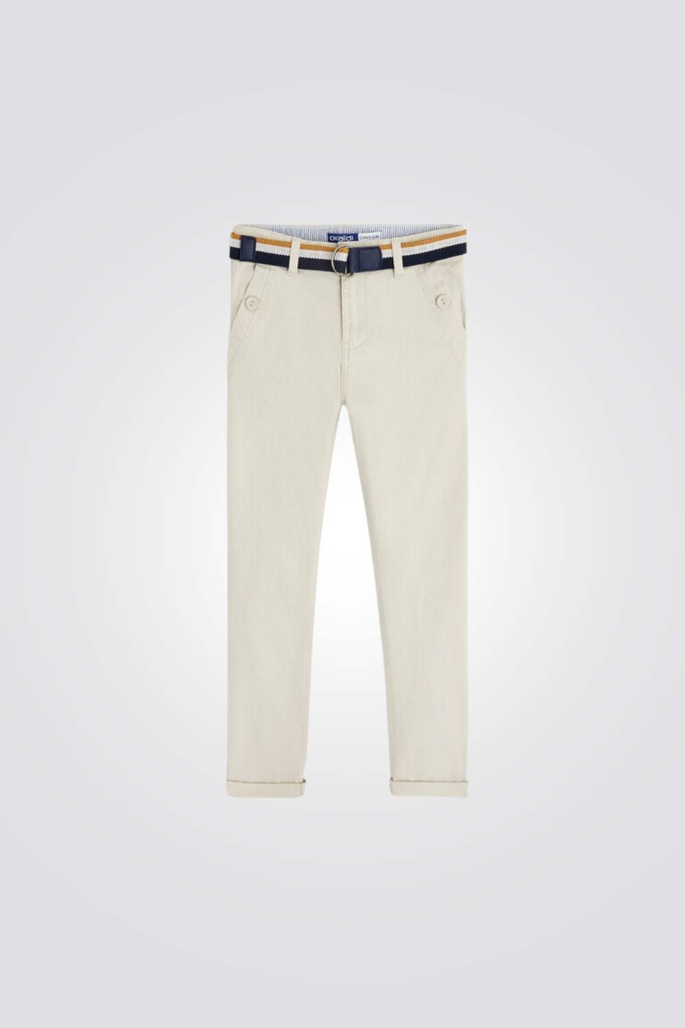 OKAIDI - מכנסי צ'ינו קנבס בצבע בז' לילדים - MASHBIR//365