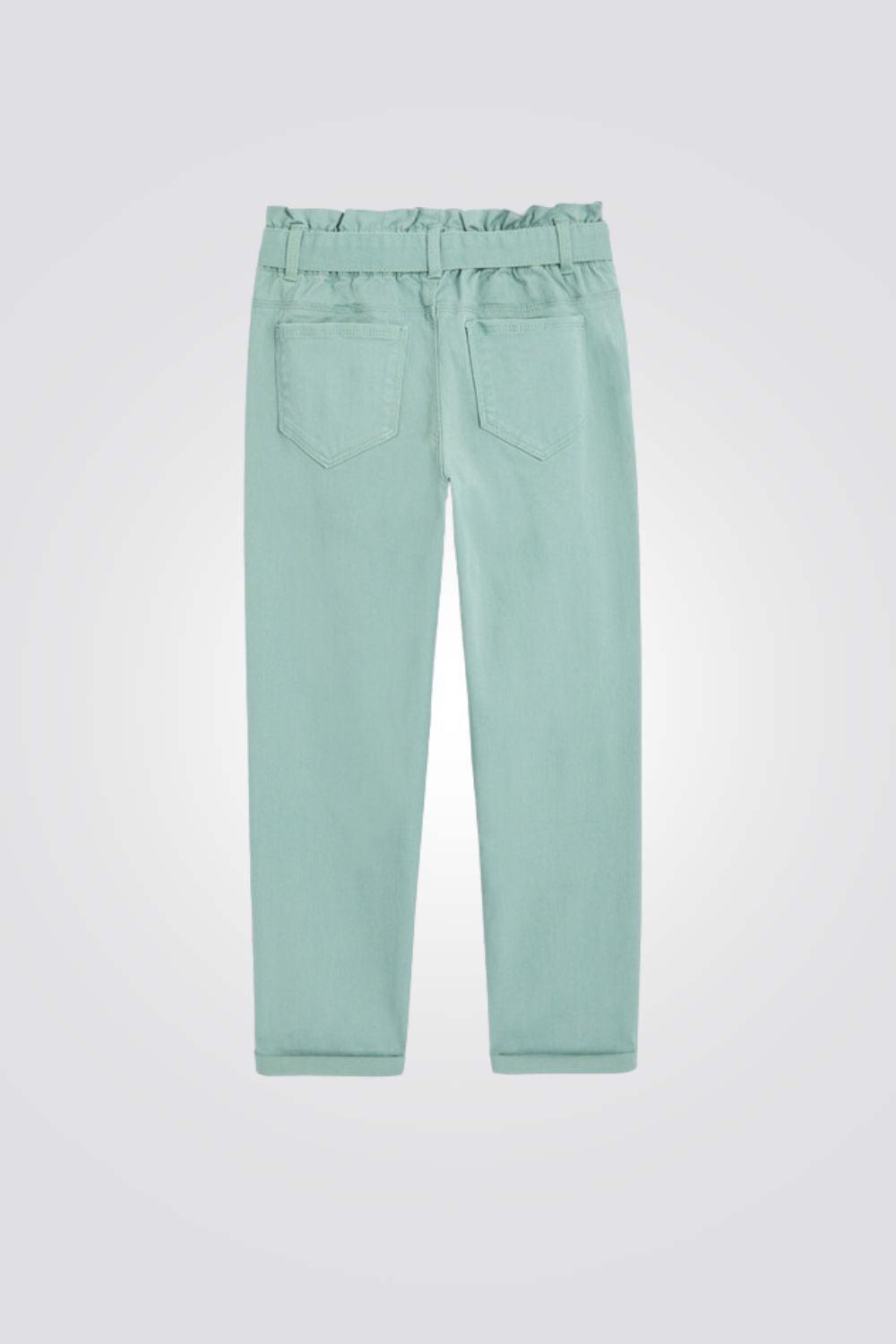 OKAIDI - מכנסי קנבס בגזרה גבוהה בצבע מנטה לילדות - MASHBIR//365