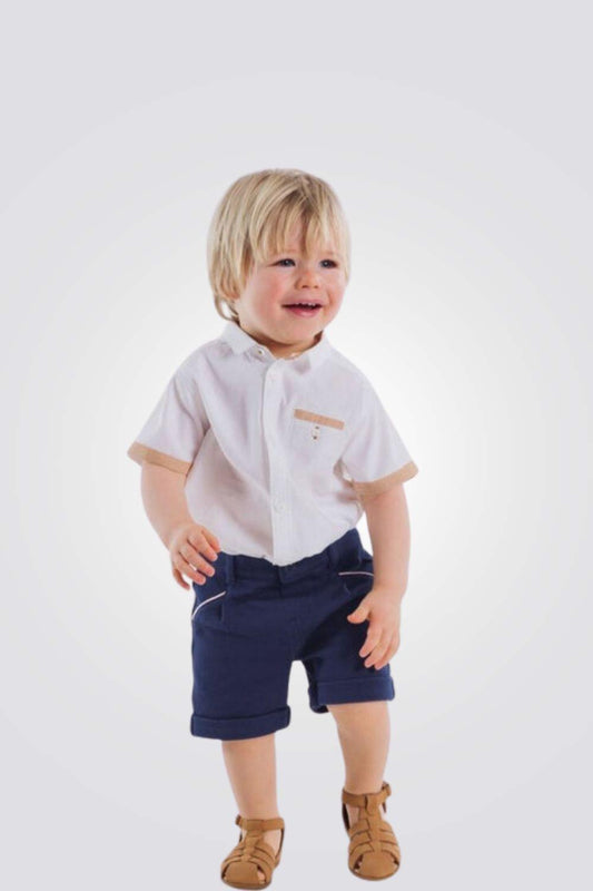 OBAIBI - מכנסי קנבס כחולים קצרים לתינוקות בנים - MASHBIR//365