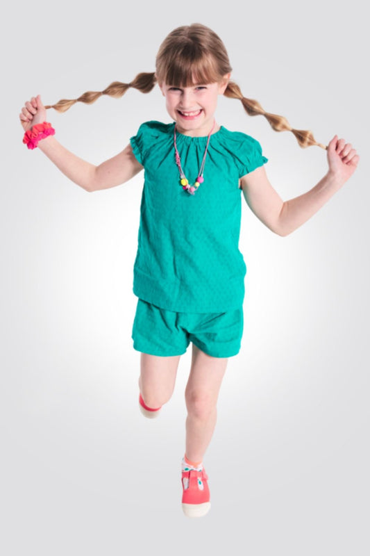 OKAIDI - מכנסי רקמה לילדות בצבע ירוק - MASHBIR//365