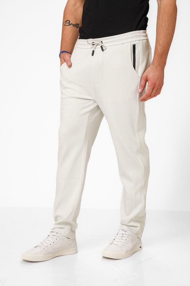 KENNETH COLE - מכנסי טרנינג בשילוב רשת בצבע קרם - MASHBIR//365