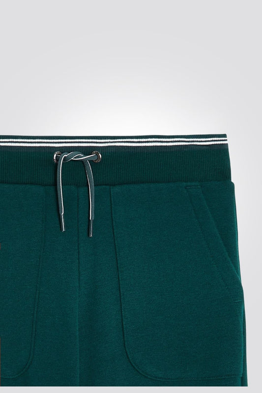 OKAIDI - מכנסי טרנינג לילדים בצבע ירוק עם פס לבן בגומי - MASHBIR//365