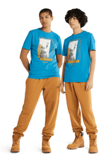 TIMBERLAND - מכנסי טרנינג עם הדפס לוגו צבע חרדל - MASHBIR//365