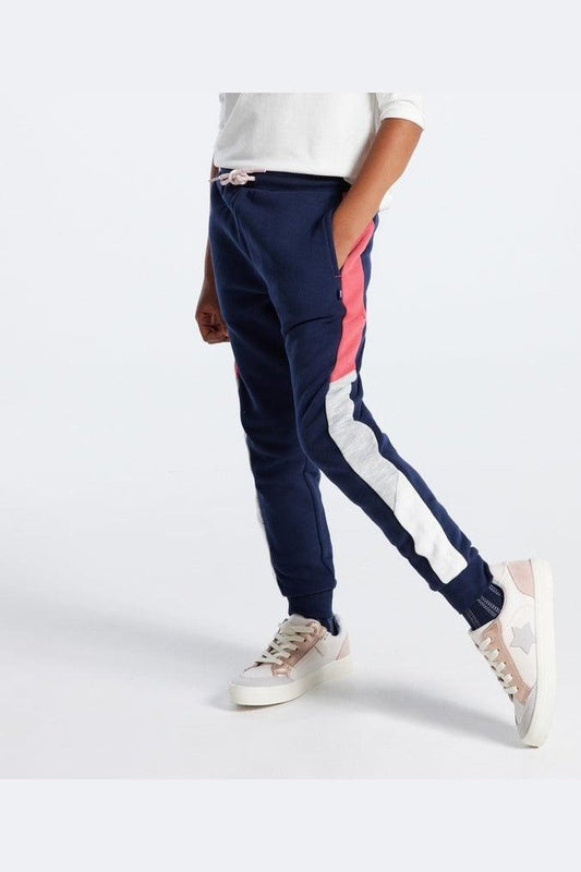 OKAIDI - מכנסי טרנינג עם קשירה נייבי לילדות - MASHBIR//365