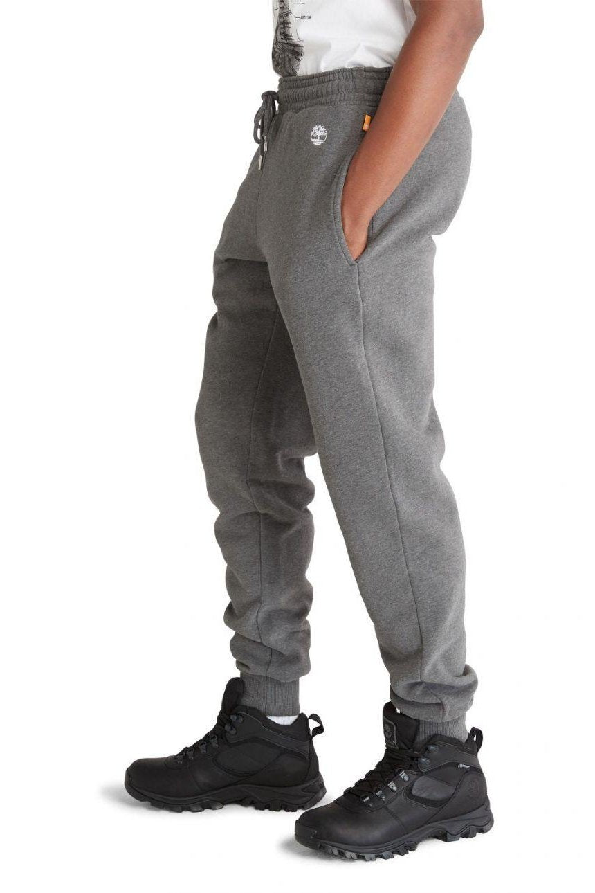 TIMBERLAND - מכנסי טרנינג עם לוגו המותג רקום בצד צבע אפור כהה - MASHBIR//365