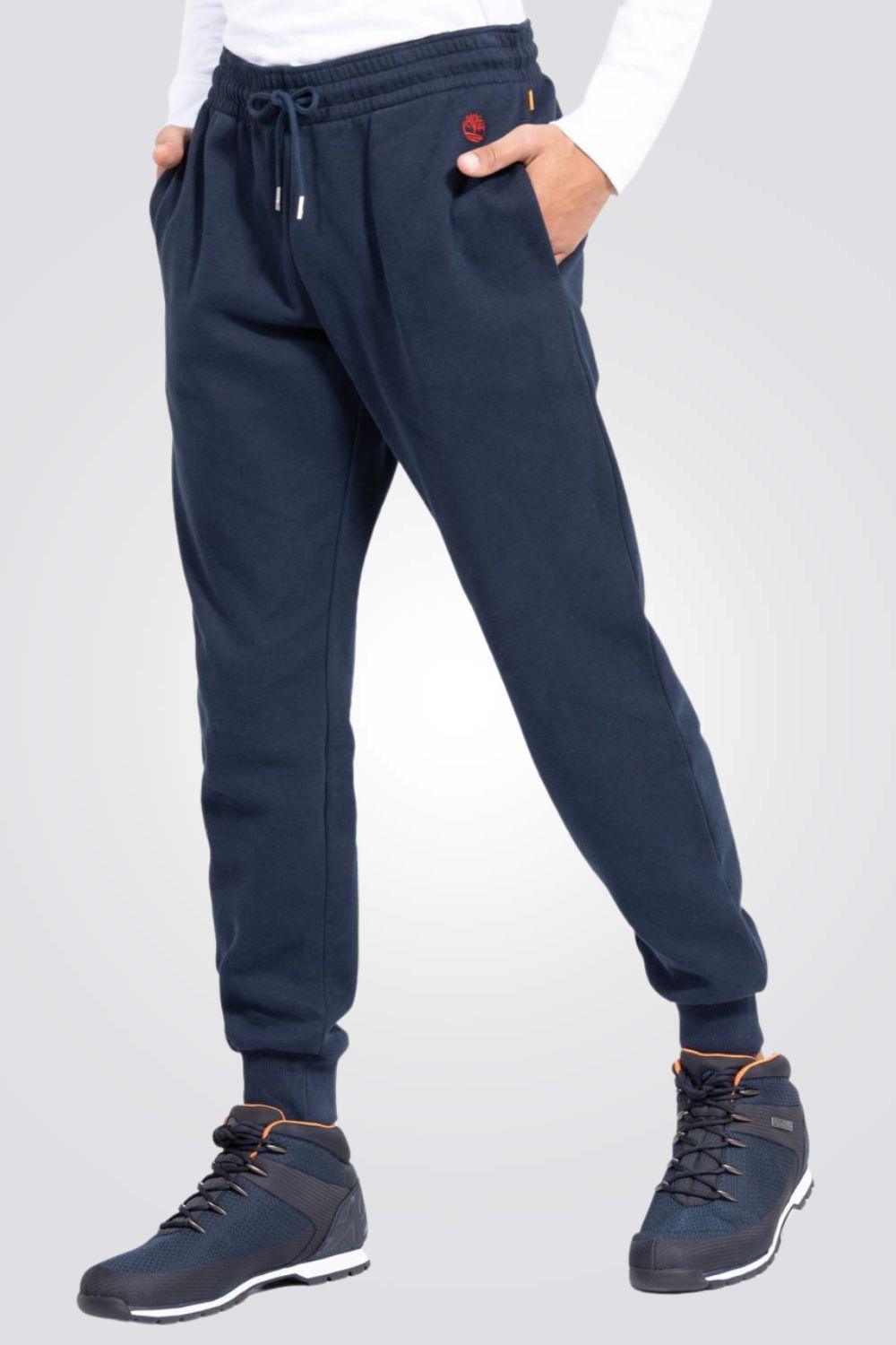 TIMBERLAND - מכנסי טרנינג עם לוגו המותג רקום בצד צבע נייבי - MASHBIR//365