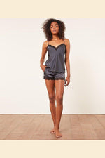 ETAM - מכנסי סאטן קצרים BROOKLIN אפור - MASHBIR//365