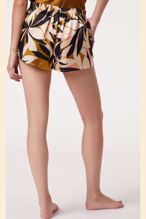 ETAM - מכנסי סאטן קצרים LEAVES הדפס עלים - MASHBIR//365