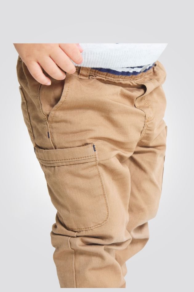 OBAIBI - מכנסי תינוקות ארוכים עם כיסי קרגו בקאמל - MASHBIR//365