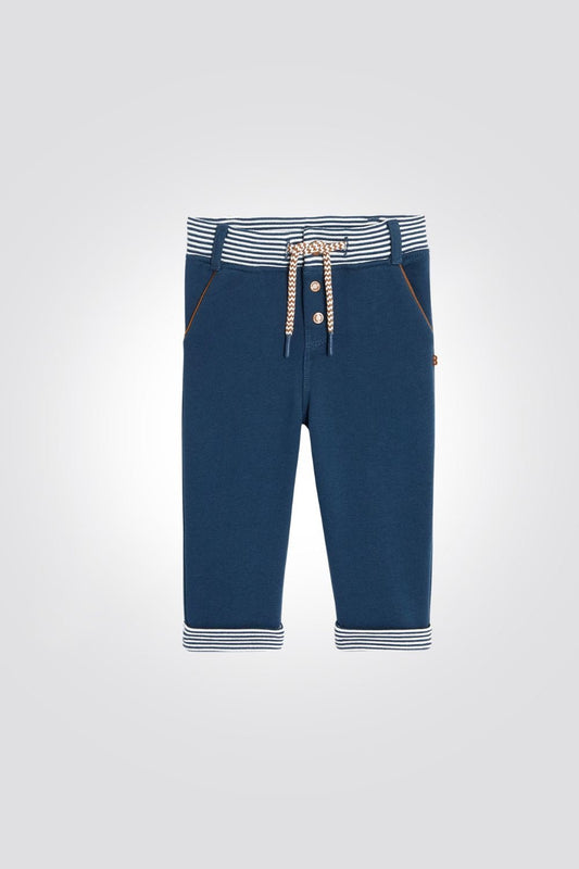OBAIBI - מכנסי תינוקות בכחול עם חגורת גומי מפוספסת - MASHBIR//365