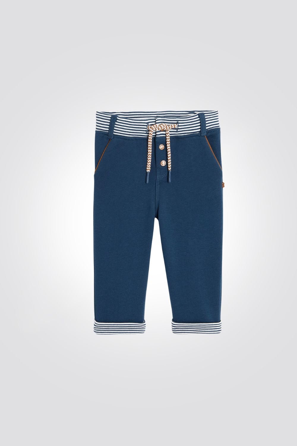 OBAIBI - מכנסי תינוקות בכחול עם חגורת גומי מפוספסת - MASHBIR//365