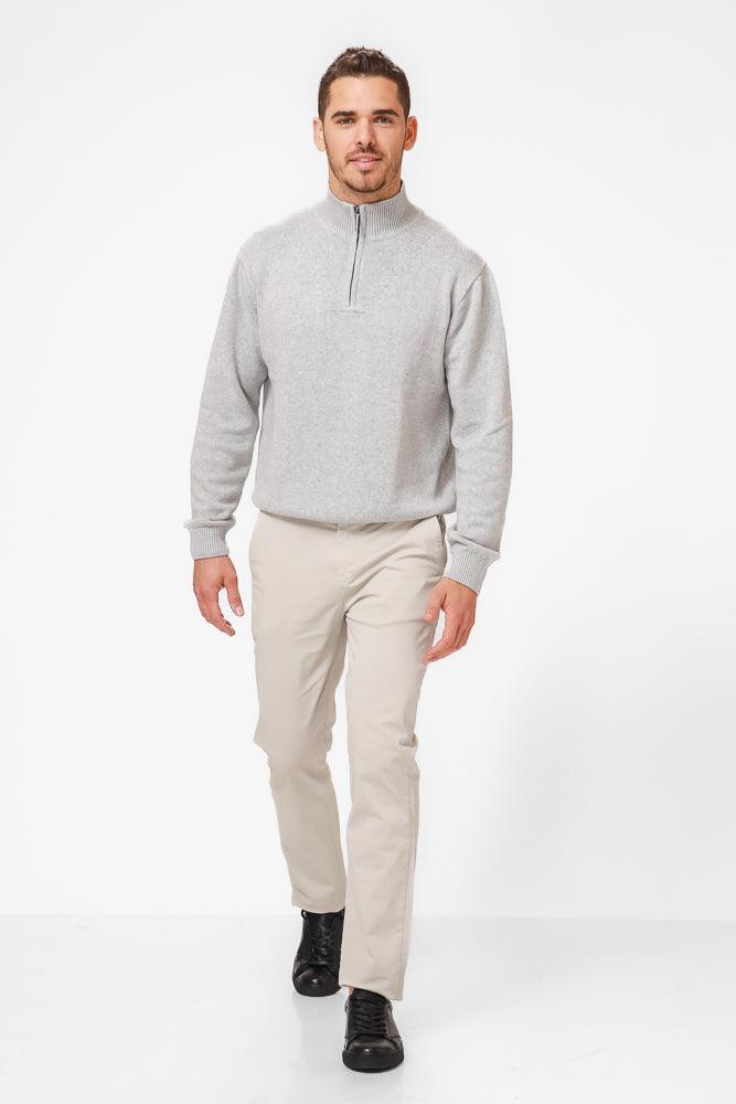 KENNETH COLE - מכנסי כותנה בצבע בז' - MASHBIR//365