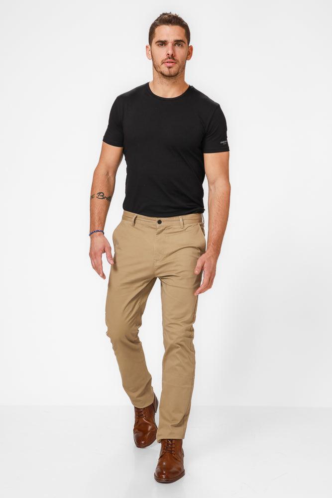 KENNETH COLE - מכנסי כותנה בצבע בז' - MASHBIR//365