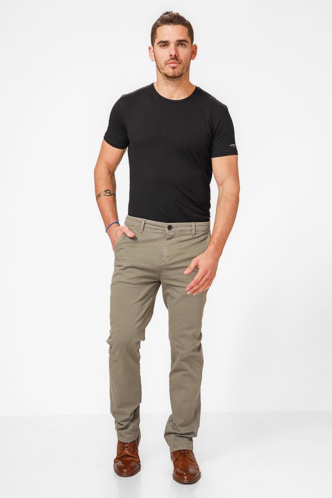 KENNETH COLE - מכנסי כותנה בצבע ירוק זית - MASHBIR//365