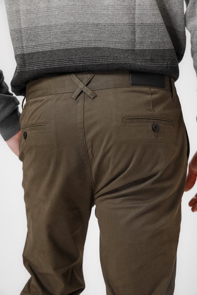 KENNETH COLE - מכנסי כותנה בצבע ירוק זית - MASHBIR//365