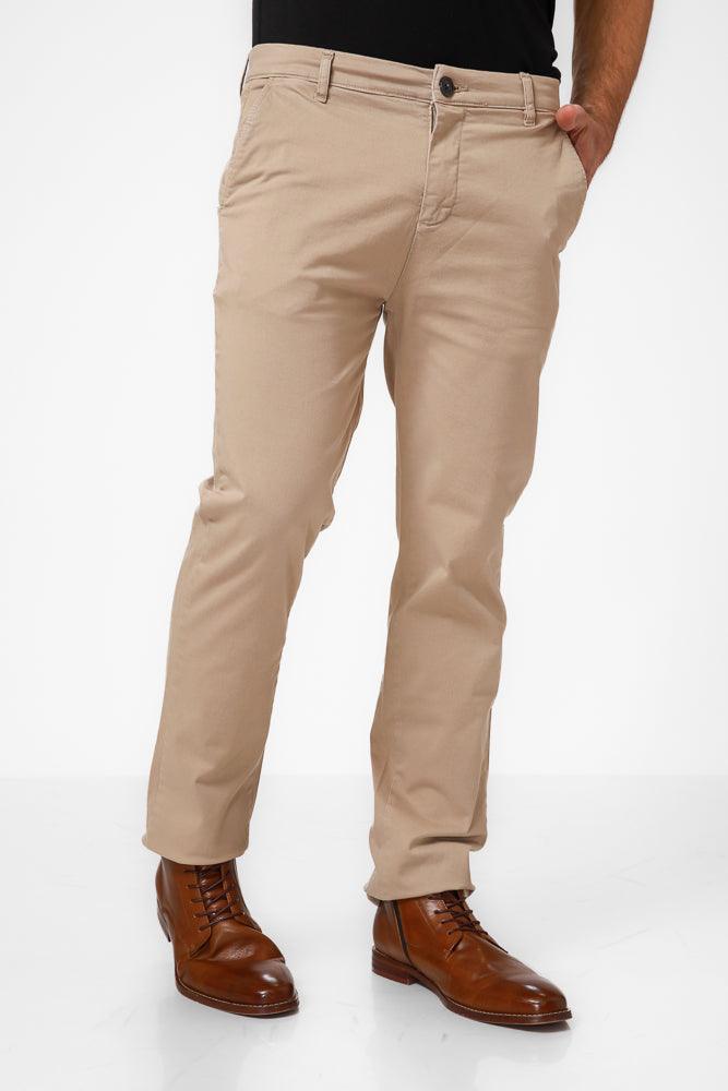 KENNETH COLE - מכנסי כותנה בצבע קאמל - MASHBIR//365