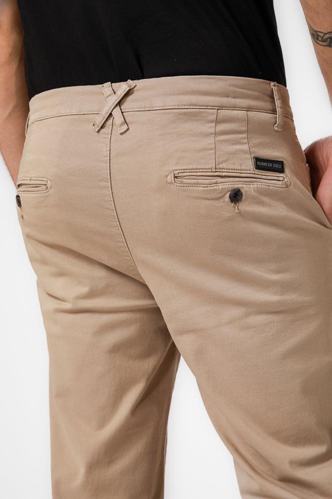 KENNETH COLE - מכנסי כותנה בצבע קאמל - MASHBIR//365