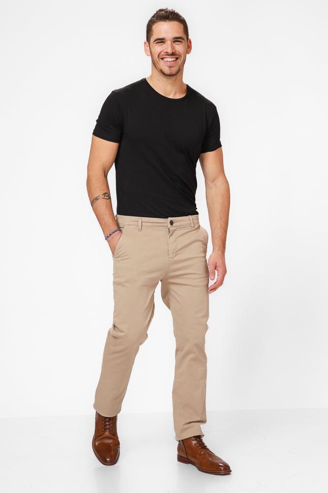 KENNETH COLE - מכנסי כותנה בצבע קאמל - MASHBIR//365