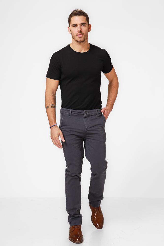 KENNETH COLE - מכנסי כותנה בצבע נייבי - MASHBIR//365