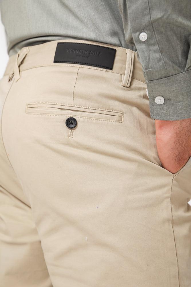 KENNETH COLE - מכנסי כותנה בצבע STONE - MASHBIR//365