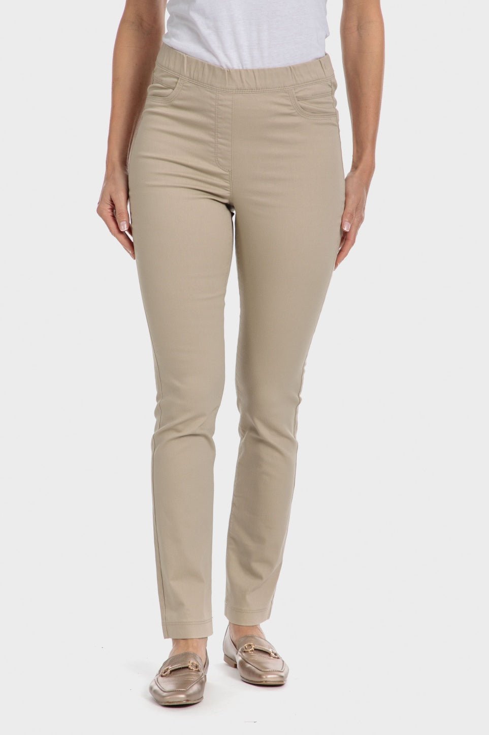 PUNT ROMA - מכנסי טוויל לנשים בצבע בז' - MASHBIR//365